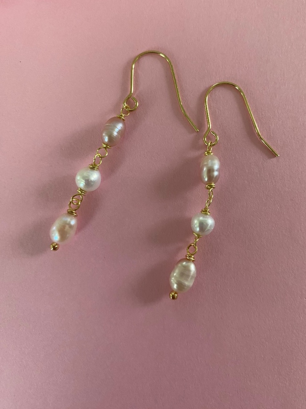 Handmade Freshwater Pearl Earrings - Picture 2 of 3